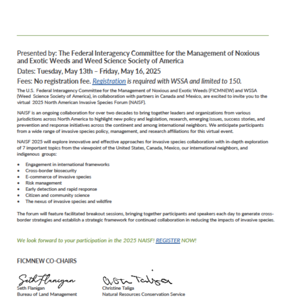 2025 North American Invasive Species Forum (NAISF).